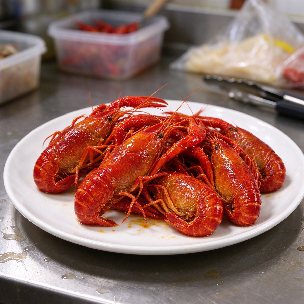 Freshly Boiled Crawfish Ready to Eat