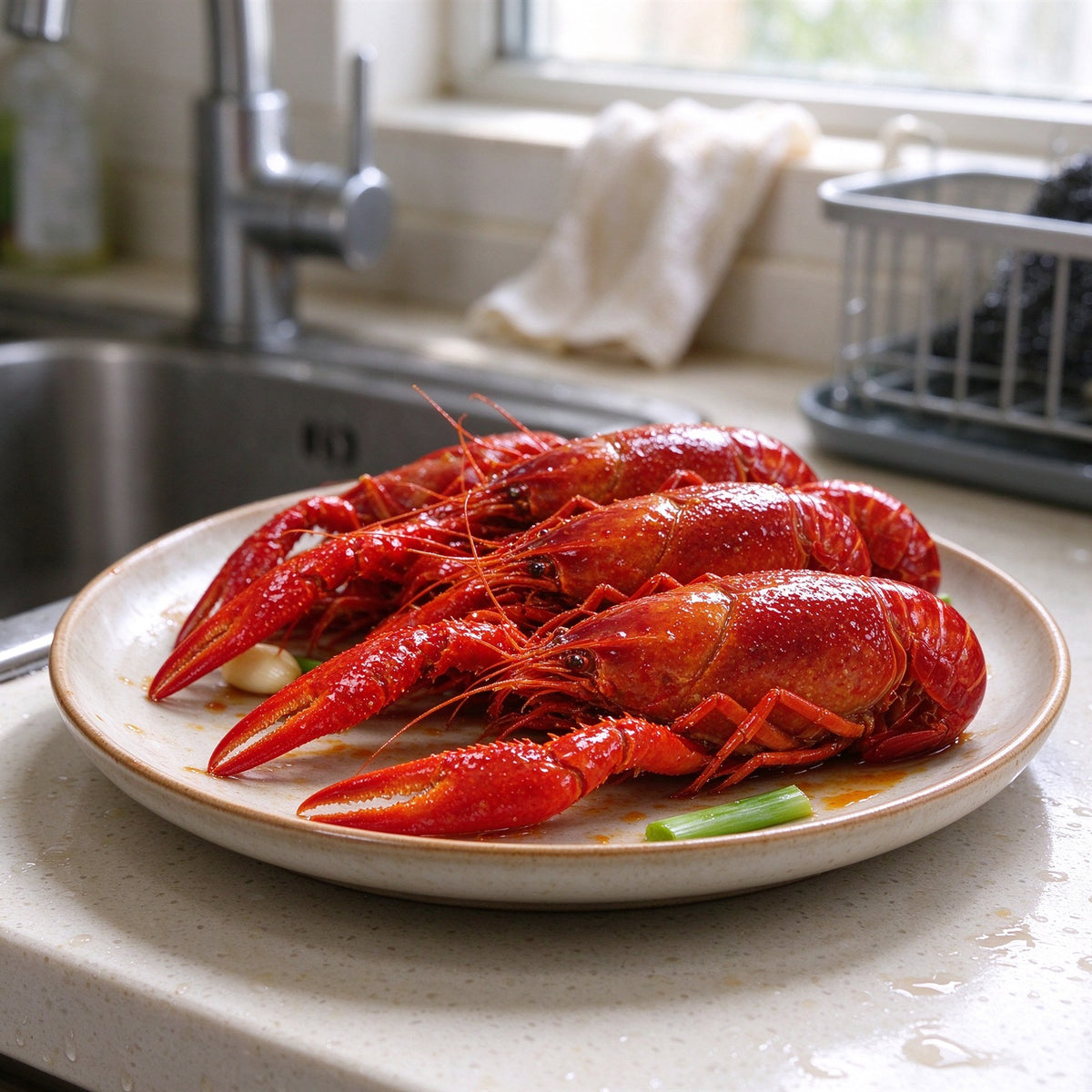Freshly Boiled Crawfish Ready to Eat