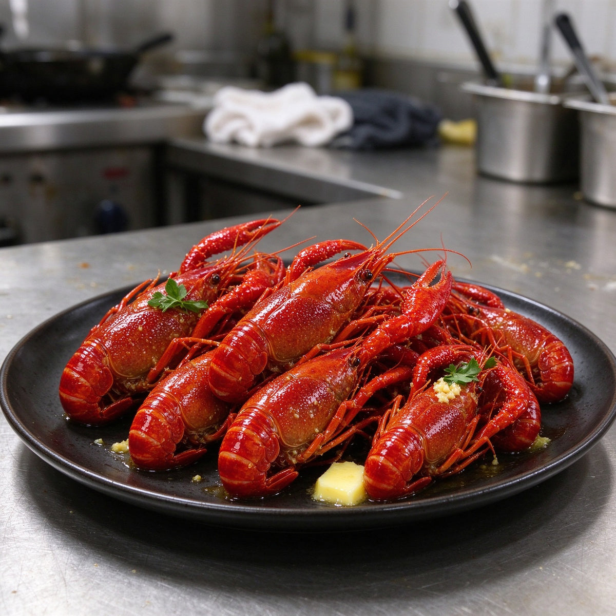 Freshly Boiled Crawfish Ready to Eat